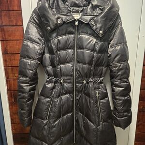 Laundry By Shelli Segal Black Quilted Hooded Puffer Coat